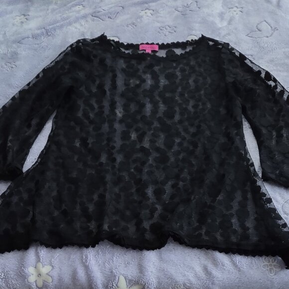 Max & Rina Sheer black top, new unworn, size L - Picture 2 of 4